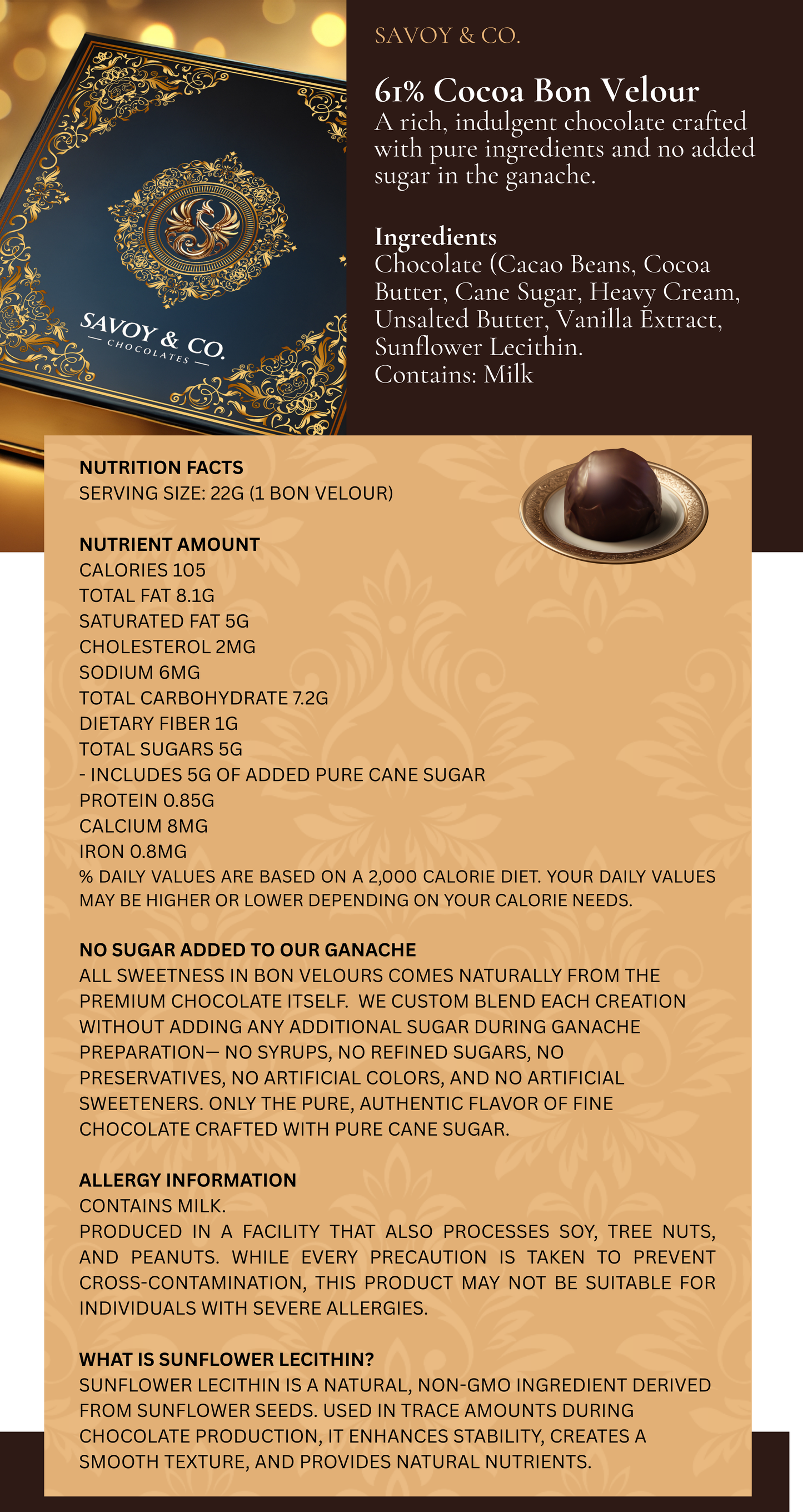 61% Semi Sweet Bon Velour - Fresh - Made To Order